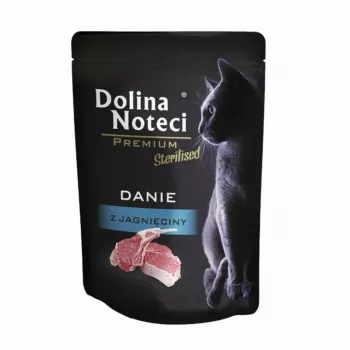 Nassfutter für Katzen Dolina Noteci Premium Sterilised Lamb 85 g — Nassfutter für sterilisierte ausgewachsene Katzen, 11% Protein, 3,5% Fett, getreidefrei
