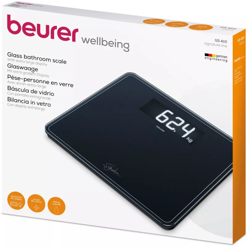 Personenwaage Beurer GS 410 Signature Line – schwarze Glasoberfläche, Modell 735.76