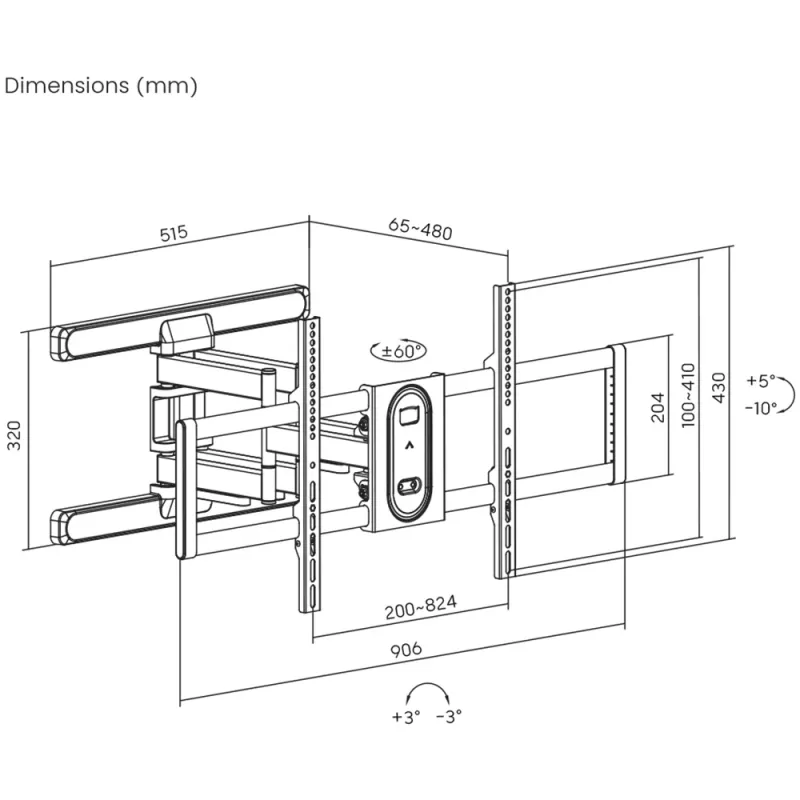 SBOX PLB-8148 TV-Wandhalterung für 43–100 kg, Montageplatte 800×400 mm