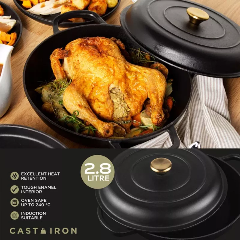 Gusseisen-Schmortopf Russell Hobbs RH02525BEU7 30 cm, schwarz