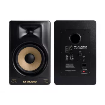 Aktiver Monitorlautsprecher M‑Audio Forty Eighty, 80 W, 2‑Wege, 8-Zoll-Tieftöner, 1,25-Zoll-Hochtöner, XLR/TRS-Eingänge, MDF-Gehäuse
