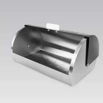 Tischbrotkasten Maestro MR-1676 Schwarz – Edelstahl, Klappdeckel, 385×255×190 mm