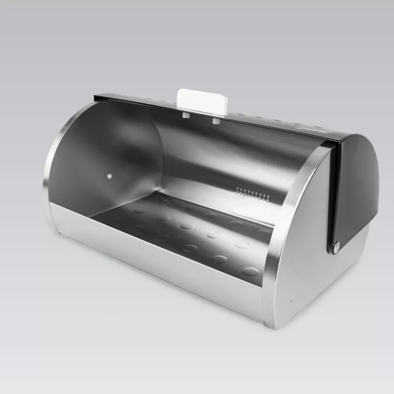 Tischbrotkasten Maestro MR-1676 Schwarz – Edelstahl, Klappdeckel, 385×255×190 mm