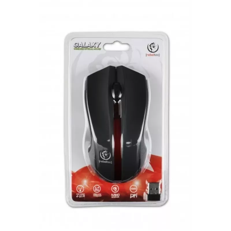 Kabellose optische Maus Rebeltec GALAXY schwarz/rot Schnittstelle