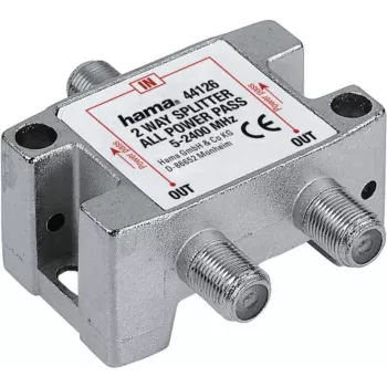 Satelliten-Koaxial-2-fach-Verteiler HAMA Classic Line 2-fach voll geschirmt — 2 Ausgänge, voll geschirmt