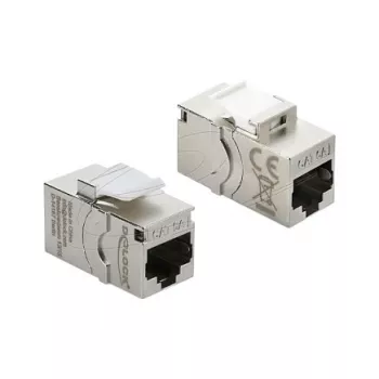 Keystone-Modul für Patchpanel DELOCK RJ45 Cat.6A mit Schraubschutzkappe, blau