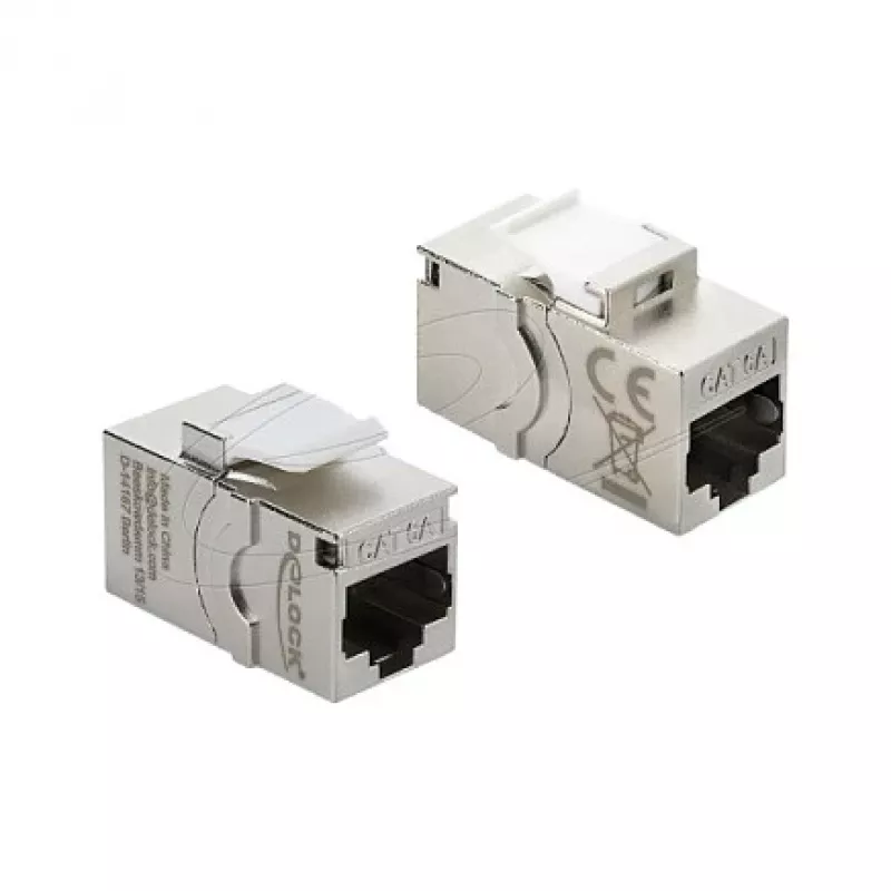 Keystone-Modul für Patchpanel DELOCK RJ45 Cat.6A mit Schraubschutzkappe, blau