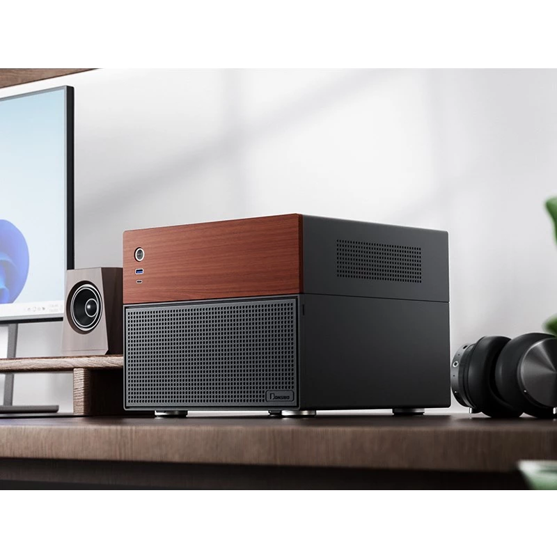 Jonsbo N4 Microtower Gehäuse Schwarz Robustes Stahl Kompaktes PC-Gehäuse