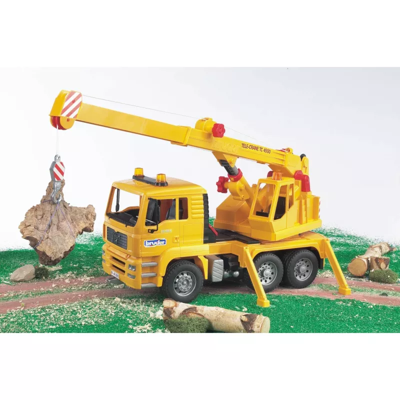 Kran-LKW BRUDER MAN BR-02754, ABS-Konstruktion, gelb, für Kinder ab 4 Jahren (ohne Licht- und Soundmodul)