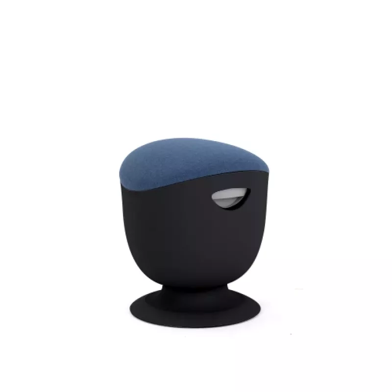 Up Up Seul ergonomischer Balancehocker Schwarz, D47 Blauer Stoff