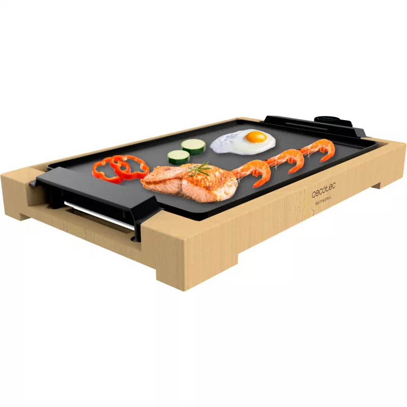 Tischgrill Tasty&Grill 2000 Bamboo, elektrische Grillplatte Holz, 2.000 Watt