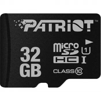 MicroSDHC-Speicherkarte PATRIOT PSF32GMDC10 — 32 GB, UHS‑I, Class 10 (U1), V10, 80 MB/s, schwarz