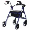 Rollator mit vier Rädern und Sitz, blau/schwarz
