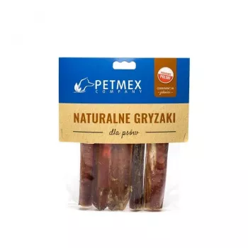 PETMEX Rinderpenis-Schnitt 12 cm, 5 Stück — natürlicher Einkomponenten-Zahnpflegekausnack, je 30 g