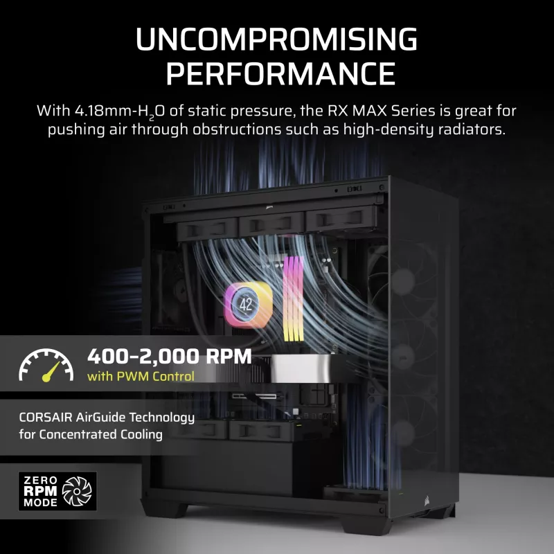 Corsair iCUE LINK RX120 MAX 120mm Gehäuselüfter - Schwarz