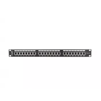 Patchpanel 1U LANBERG PPS6-1024-B, 24-Port Cat6, Metall, schwarz, 442×114,5×44,5 mm