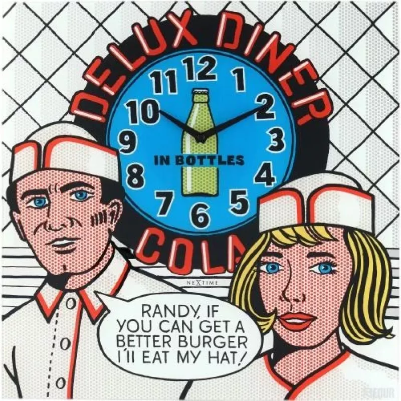 NeXtime Wanduhr 8167 Delux Diner, 43x43cm, Wand, Mehrfarbig