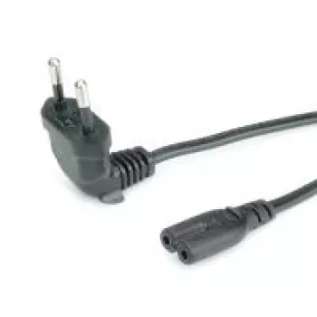 ROLINE - Stromkabel (250 VAC, 2.5 A) - Eurostecker (M) bis IEC 320 EN 60320 C7 (W) - 1.8 m - geformt, 90-Grad-Anschluss - Schwarz (19.07.2093)