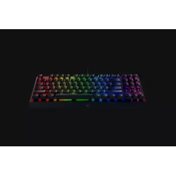 Mechanische Gaming-Tastatur Razer SchwarzWidow V3 Tenkeyless — USB, QWERTY US, Razer Gelb Switches, RGB-Hintergrundbeleuchtung, schwarz