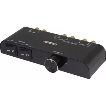 SpeaKa Professional 2-Port-Lautsprecherumschalter mit integrierter Lautstärkeregelung Schwarz (SP-6518220)