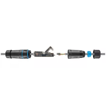 Goobay Outdoor (IP68) Netzwerkkabelverbinder, CAT 6A Ungeschirmt, UTP – staubdicht und wasserdicht, Anschlussleiste für LSA-Montage (werkzeugfrei) (44416)