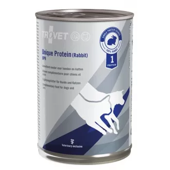 Feuchtes Hunde- und Katzenfutter TROVET Rabbit Adult 400 g — Veterinärdiät, Monoprotein, Senior, 83% Feuchtigkeit