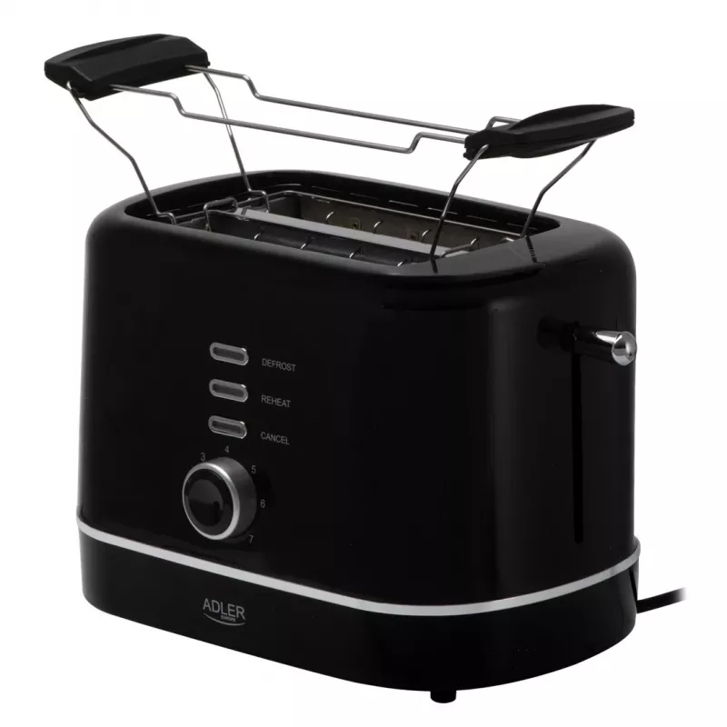 Adler AD 3224b Toaster mit Brötchenaufsatz 7 Bräunungsstufen schwarz