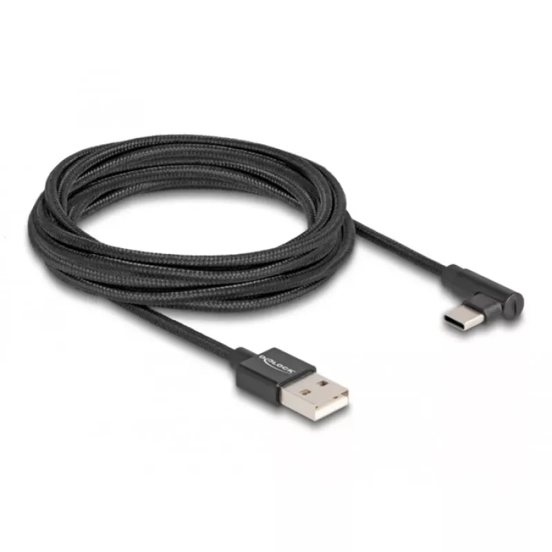 DeLOCK USB 2.0 Kabel Typ-A Stecker auf USB Typ-C Stecker abgewinkelt 3 m schwarz