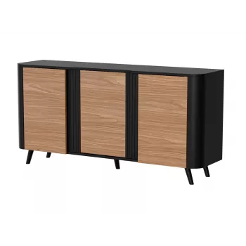 Kommode Cama Meble VOLARE 151 x 39 x 75 cm, schwarz/walnuss, Spanplatte