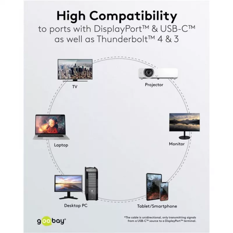 USB-Adapterkabel, USB-C-Stecker > DisplayPort-Stecker, 4K 60Hz (schwarz/Silber, 1 Meter, geflochtenes Kabel)