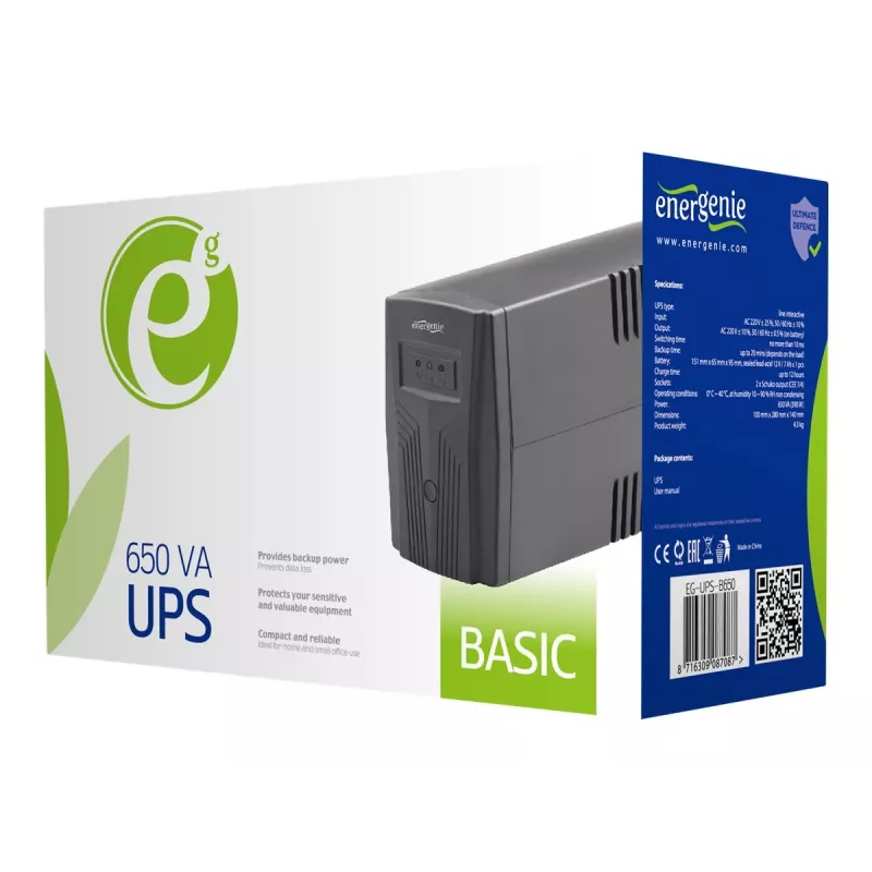 Gembird EG-UPS-B650 unterbrechungsfreie Stromversorgung (USV) Line-Interactive 0,65 kVA 390 W