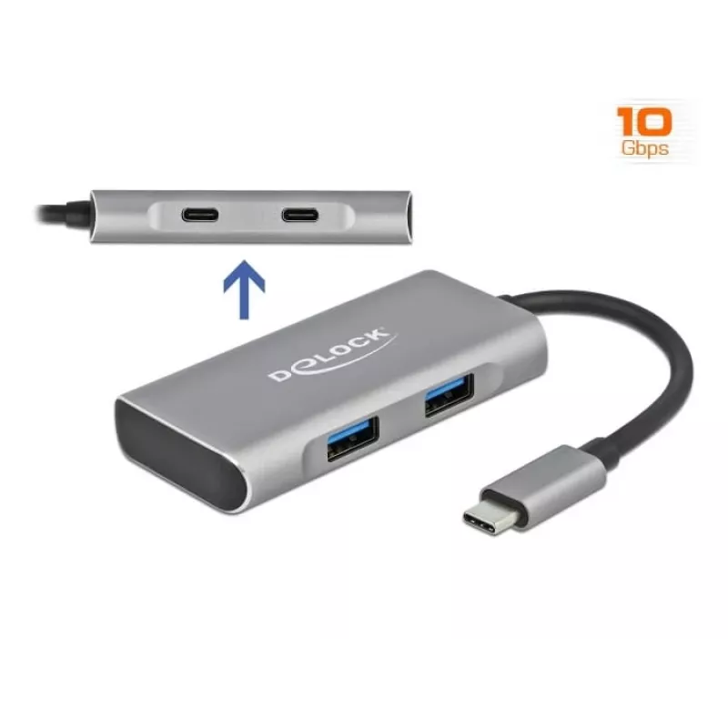 USB-Hub DeLOCK Externer USB 10 Gbps USB Typ-C Hub 63260