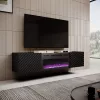 TV-Schrank Cama Meble ONDA mit elektrischem Kamin 1805×400×580 mm, schwarz, Spanplatten-Oberfläche (stehend oder wandmontiert)