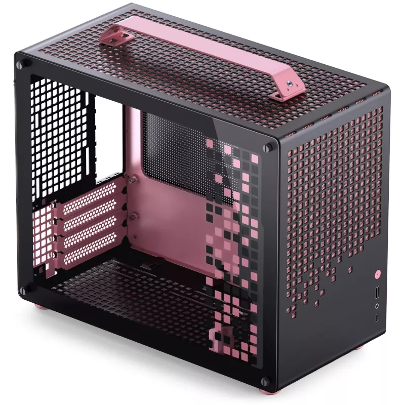 Jonsplus MATX Handle Case Z20 Schwarz-Pink – Mini/Micro/Flex-ATX Gehäuse mit Tragegriff