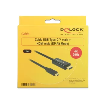 Videokabel-Adapter DeLOCK 85259 USB Typ-C zu HDMI 2m Schwarz