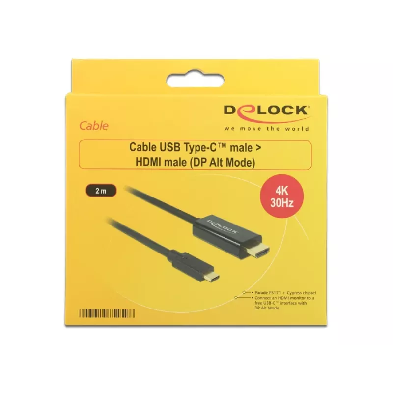 Videokabel-Adapter DeLOCK 85259 USB Typ-C zu HDMI 2m Schwarz