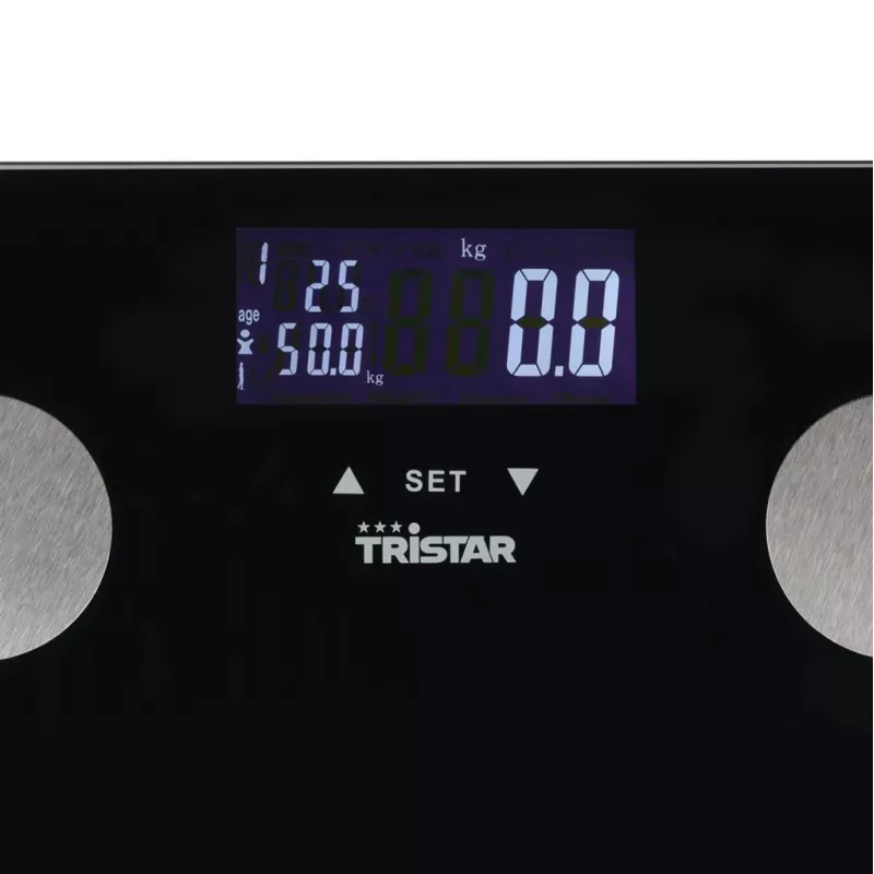 Personenwaage Tristar WG-2442 — digitale Badezimmerwaage, max. 150 kg, 100 g Genauigkeit, BMI, schwarz