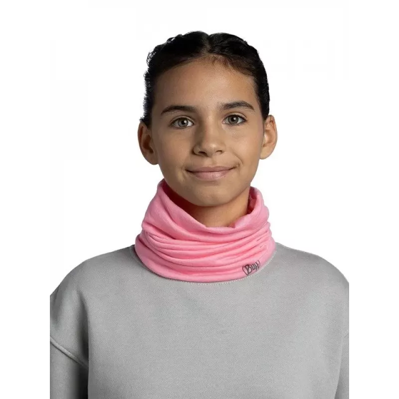 Multifunktionales Kinder-Bandana Buff Merino Lightweight – einfarbig Rosenrosa, nahtlose Merinowoll-Kopfbedeckung für Kinder