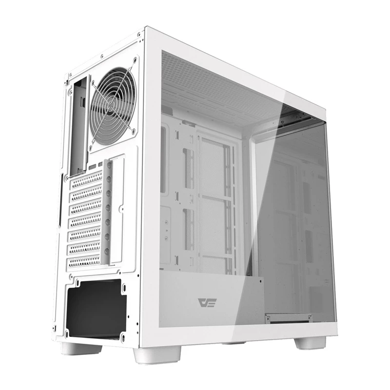 Computergehäuse DarkFlash DS900G Weiß — Mid-Tower, gehärtetes Glas, keine Lüfter