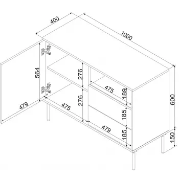 Cama 1D2S TRESSE Kommode 100x40x75 Kaschmir matt