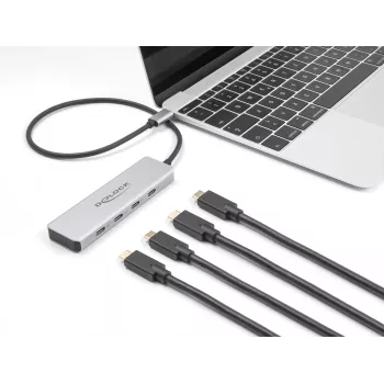 DeLOCK USB Type-C Hub 10 Gbps 4 Ports Aluminium Grau
