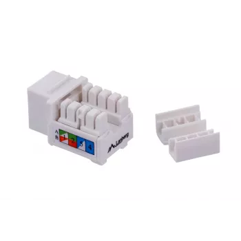 Keystone-Modul LANBERG KSU6-1090, Cat6 U/UTP flach, RJ-45 Stecker auf LSA-Buchse, AWG 22/26, 14.5×16.1 mm, weiß