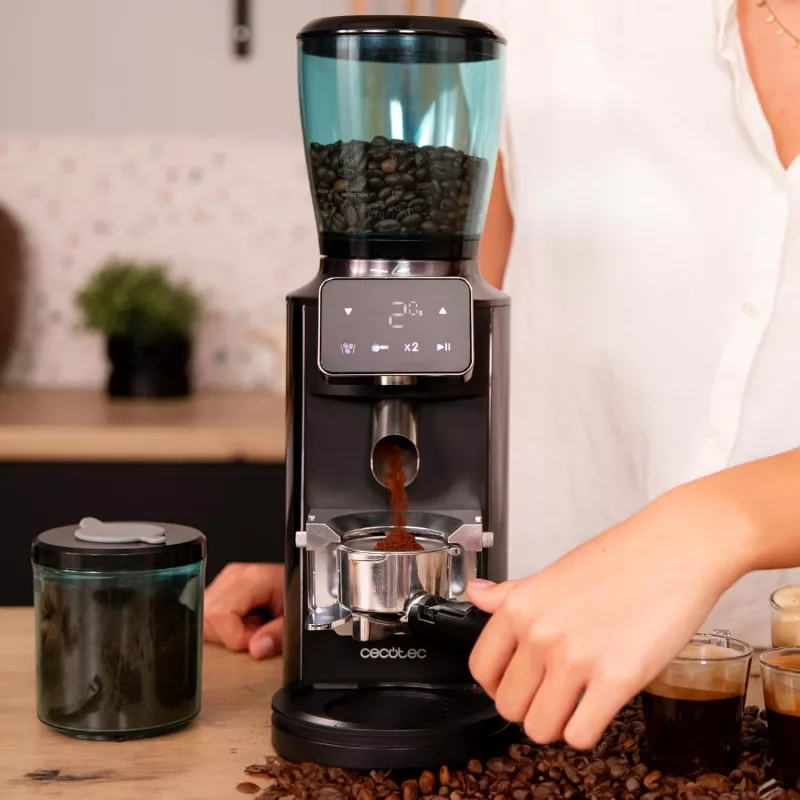 Cecotec Kaffeemühle | SteelMill Touch | 150 W | Kaffeebohnenkapazität 300 g | Anzahl Tassen 14 Stück