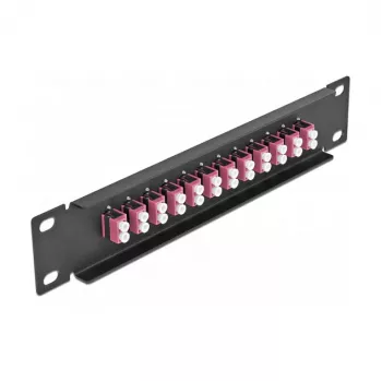 Glasfaser Patch Panel DeLOCK 10 Zoll 12 Port LC Duplex violett 1U schwarz