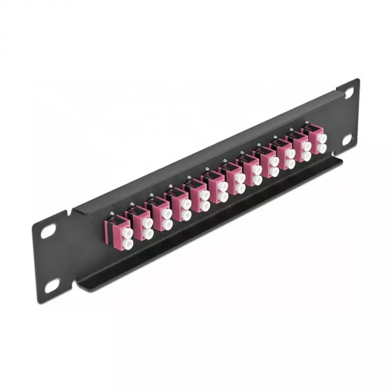 Glasfaser Patch Panel DeLOCK 10 Zoll 12 Port LC Duplex violett 1U schwarz