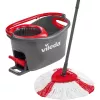 Wischmopp VILEDA EasyWring & Clean Turbo, roter Technopolymer-Eimer, abnehmbarer waschbarer Mikrofaserbezug, für Hartböden