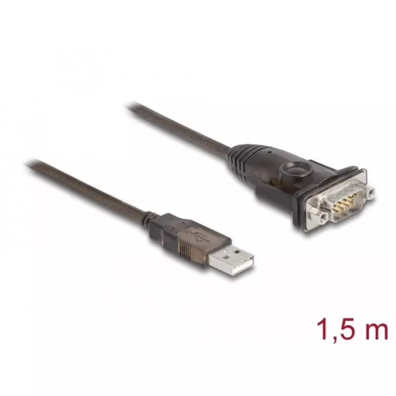 DeLOCK Adapter USB 2.0 Typ-A auf Seriell RS-232 D-Sub 9-polig Stecker 1,5 m
