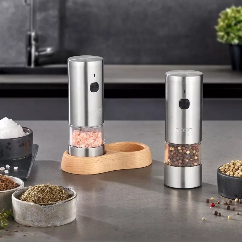 Caso Salz- und Pfeffermühle | SpiceDuo | Elektrisch | Gehäusematerial Edelstahl | Lithium