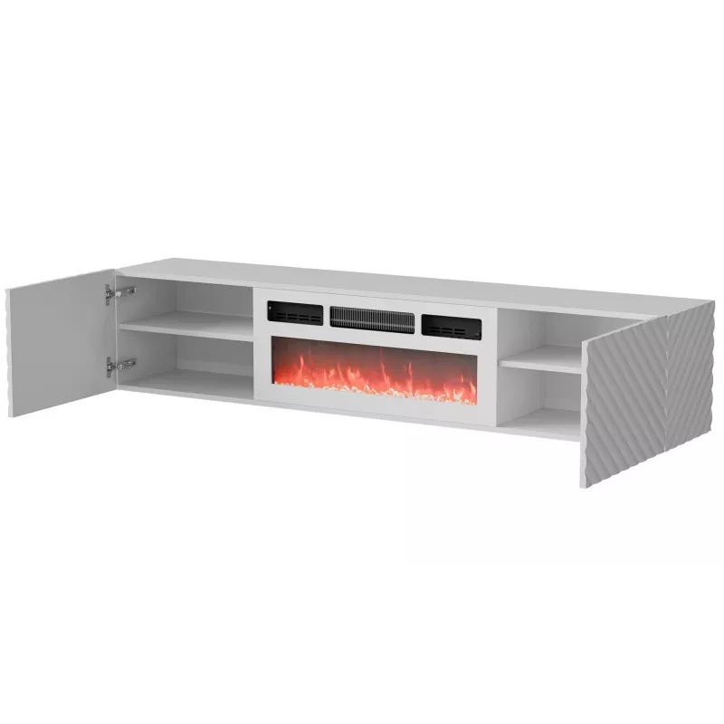 Cama RTV-Schrank LARA 183x35x37 weiß matt + weiß mantelpiece