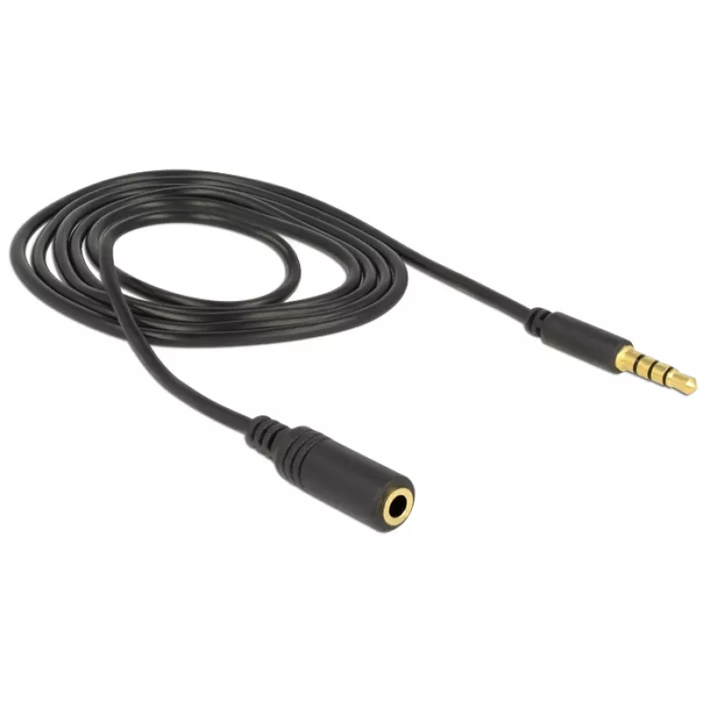 Audiokabel 3,5 mm Stecker auf Buchse DeLOCK 84666 Schwarz 1 m
